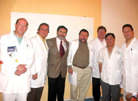 Dres. Ricardo Blacud, Raúl de Mendoza,<br> Dr. Misael Ocares, Renato Arriagada,<br> Francisco Albarracin, Víctor Monsalve,<br> y Roberto Muñoz